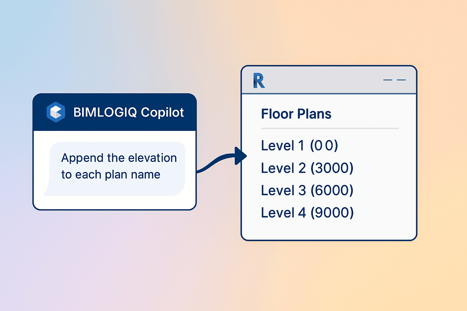 Video thumbnail for Append Elevation to Plan Names in Revit Using AI with BIMLOGIQ Copilot